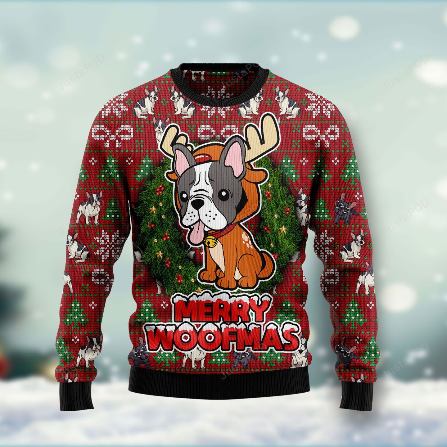 Bulldog Reindeer Merry Woofmas Ugly Christmas Sweater Bulldog Reindeer Merry Woofmas Ugly Christmas Sweater