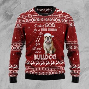 Bulldog True Friend Ugly Christmas Sweater