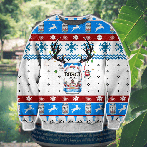 Busch Beer And Deer Ugly Christmas Sweater Busch Beer And Deer Ugly Christmas Sweater