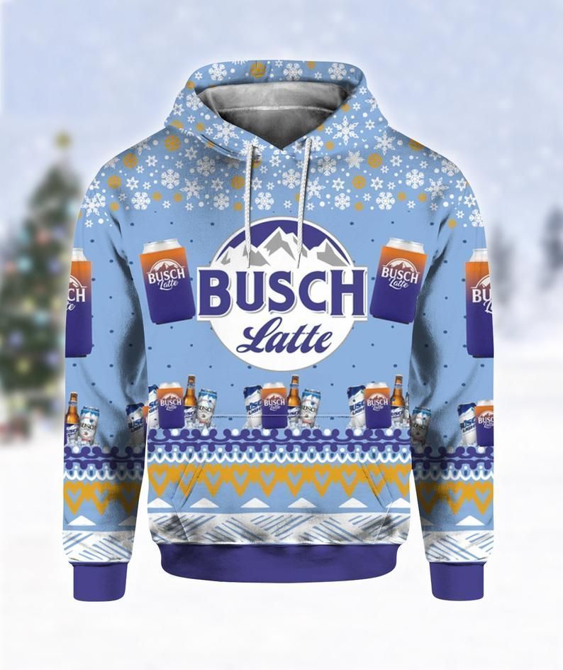 Busch Latte Beer Print Ugly Christmas Hoodie 3D #1896 Busch Latte Beer Print Ugly Christmas Hoodie 3D #1896