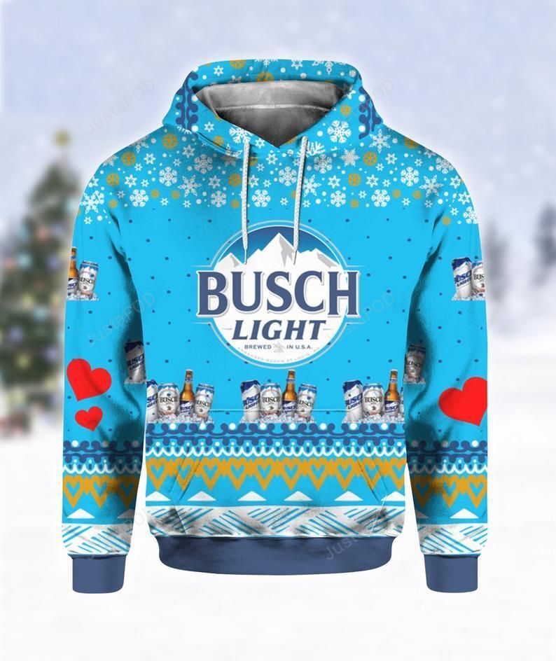 Busch Light Beer Print Ugly Christmas 3D All Over Printed Hoodie Busch Light Beer Print Ugly Christmas 3D All Over Printed Hoodie