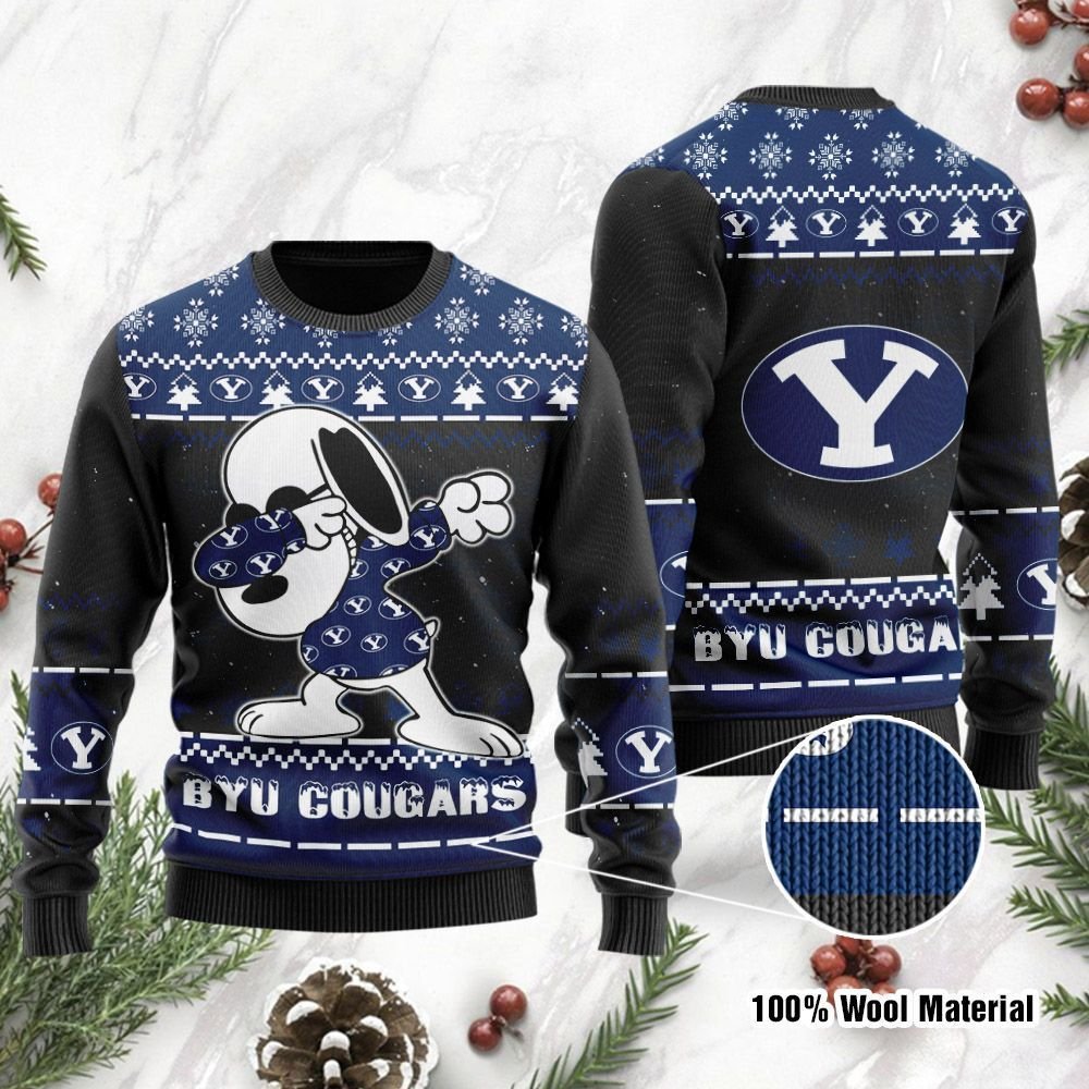 BYU Cougars Snoopy Dabbing Ugly Christmas Sweater BYU Cougars Snoopy Dabbing Ugly Christmas Sweater