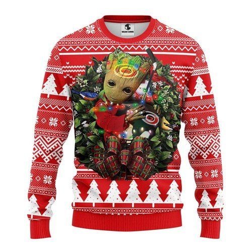 Carolina Hurricanes Groot Hug Ugly Christmas Sweater Carolina Hurricanes Groot Hug Ugly Christmas Sweater