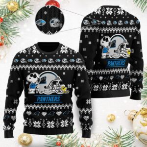 Carolina Panthers Cute The Snoopy Show Football Helmet 3D All Over Print Ugly Christmas Sweater