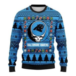 Carolina Panthers Grateful Dead Ugly Christmas Sweater