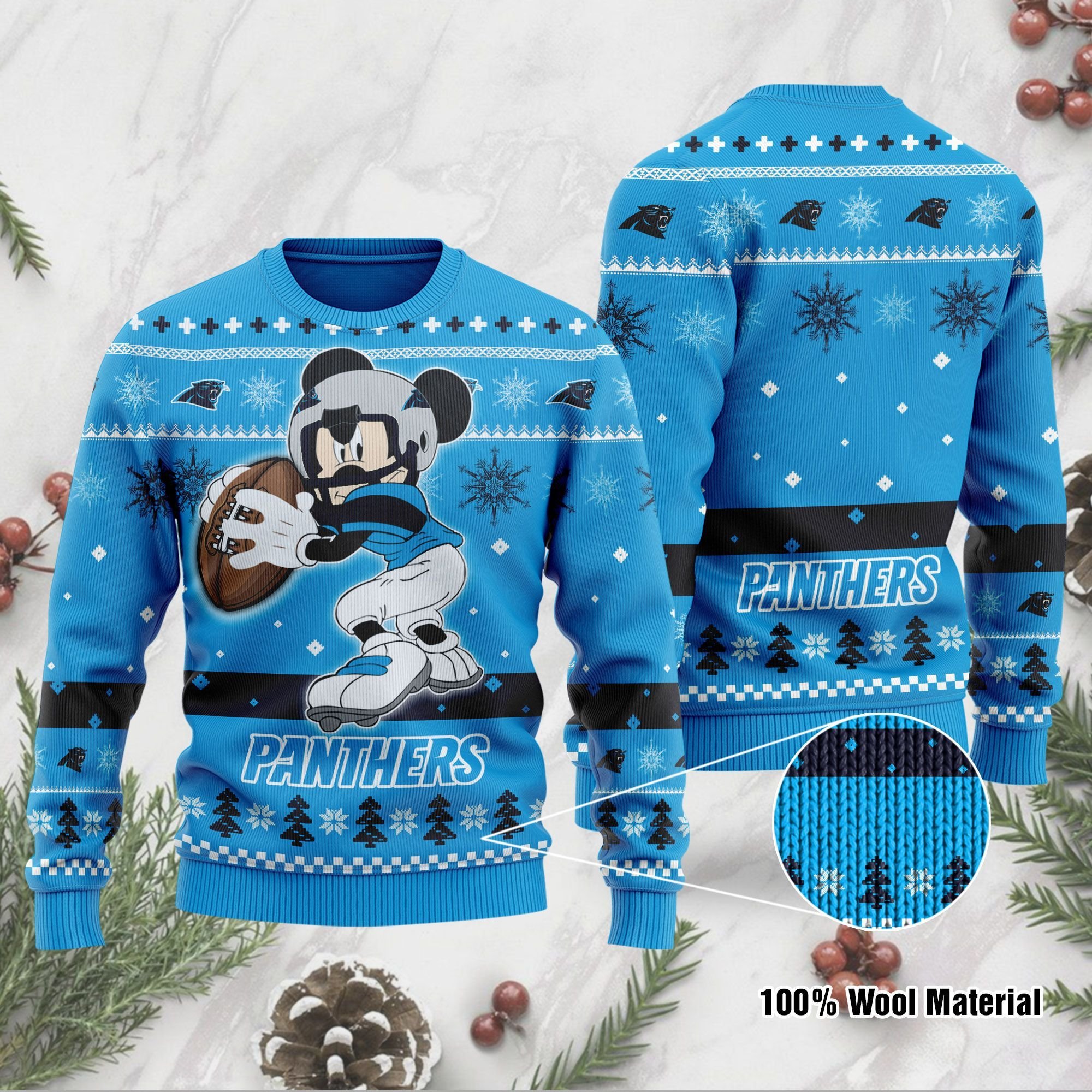 Carolina Panthers Mickey Mouse Funny Ugly Christmas Sweater Carolina Panthers Mickey Mouse Funny Ugly Christmas Sweater