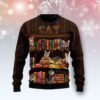 Cat Bookcase Ugly Christmas Sweater