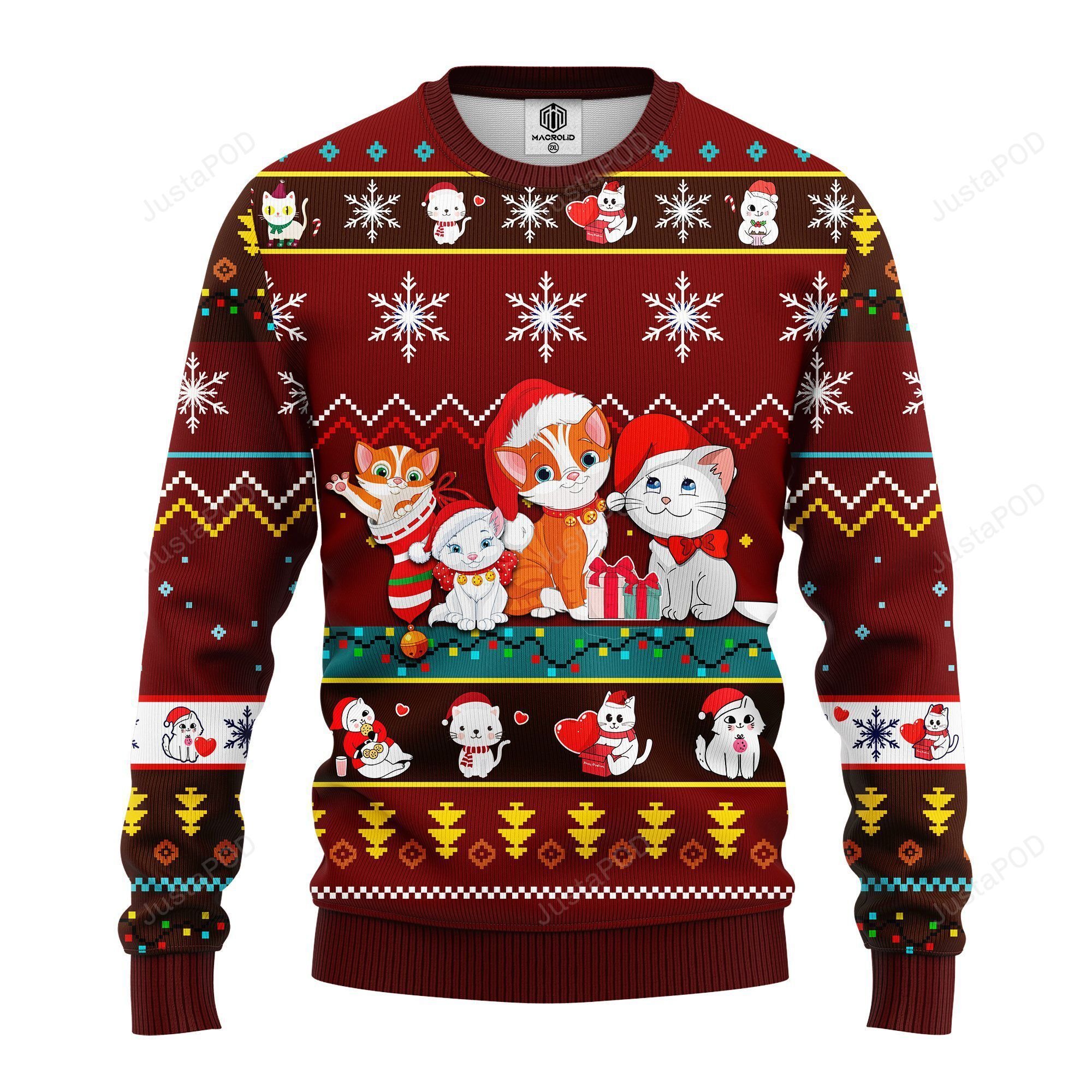 Cat Cartoon Cute Noel Mc Ugly Christmas Red Brown Cat Cartoon Cute Noel Mc Ugly Christmas Red Brown