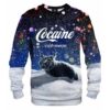 Cat Cocaine Snow Ugly Christmas Sweater