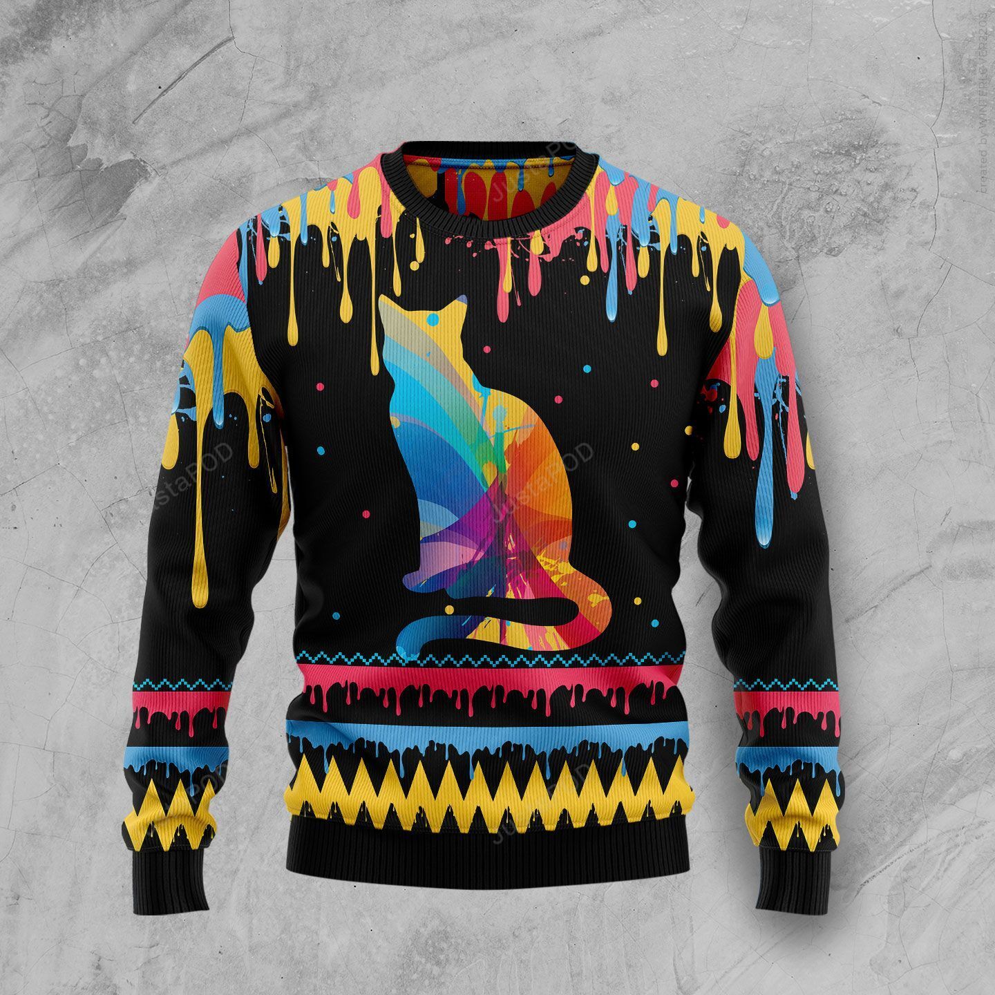 Cat Colorful Beauty Ugly Christmas Sweater Cat Colorful Beauty Ugly Christmas Sweater