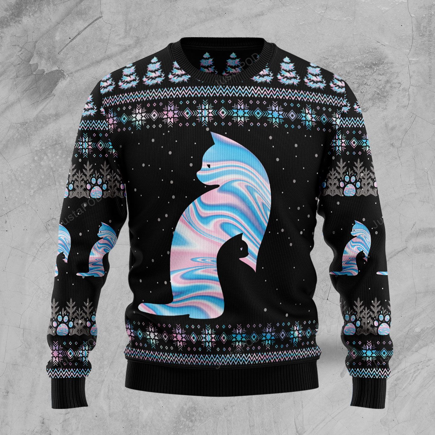 Cat Hologram Cat Lover Ugly Christmas Sweater Cat Hologram Cat Lover Ugly Christmas Sweater