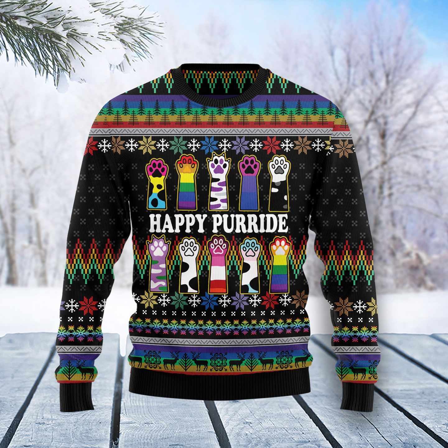 Cat LGBT Color Ugly Christmas Sweater Cat LGBT Color Ugly Christmas Sweater