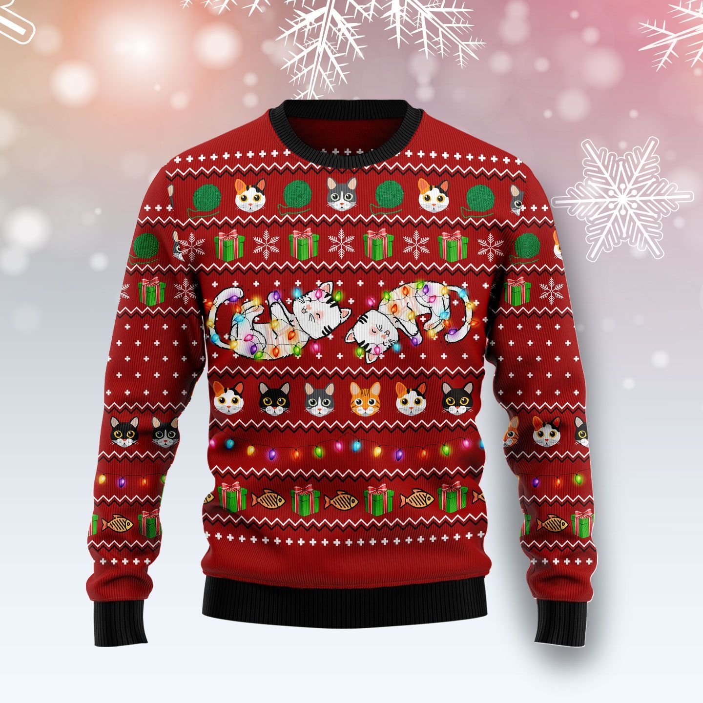 Cat Light Ugly Christmas Sweater Cat Light Ugly Christmas Sweater