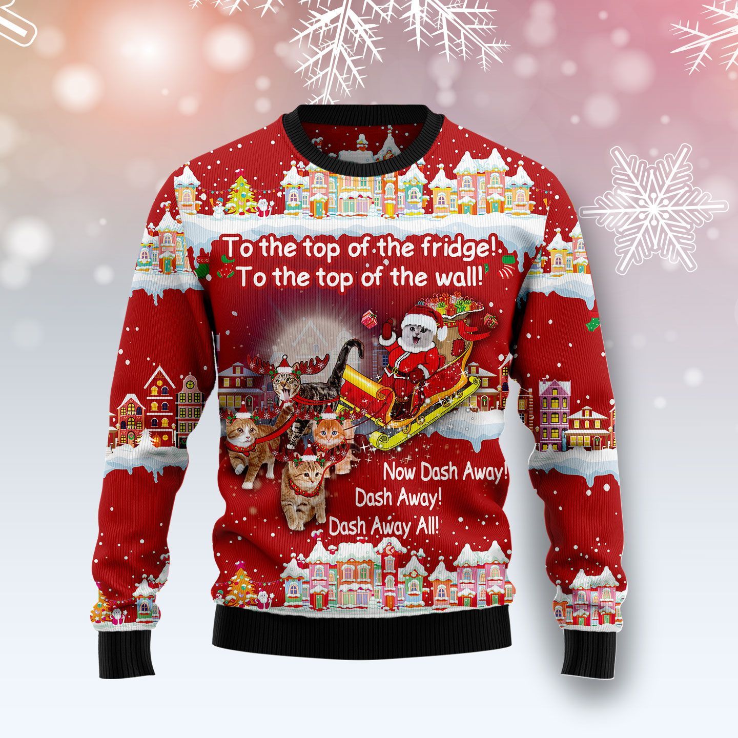 Cat Sleigh Ugly Christmas Sweater Cat Sleigh Ugly Christmas Sweater