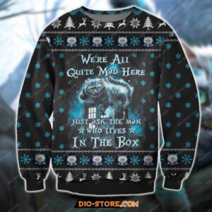 Cat Were All Quite Mad Here Alice In Wonderland For Unisex Ugly Christmas Sweater