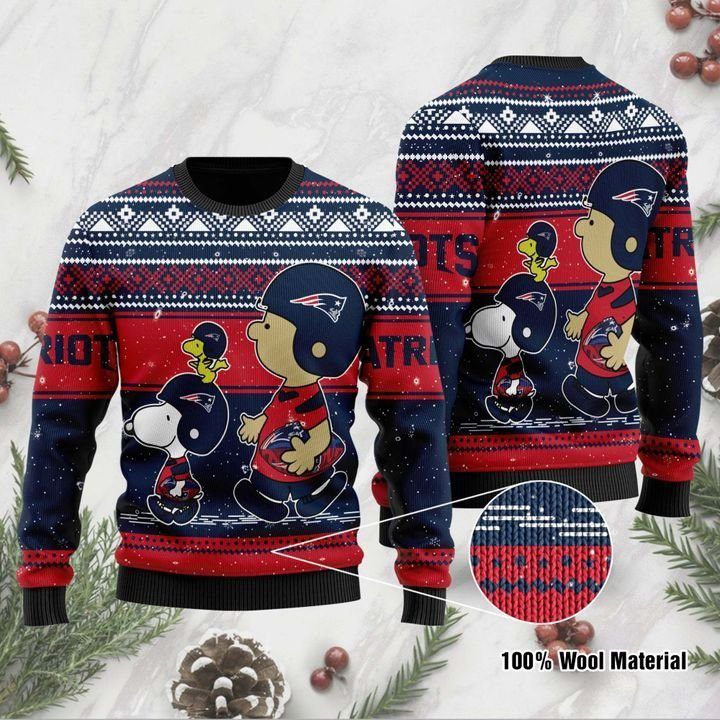 Charlie Brown And Snoopy New England Patriots Ugly Christmas Sweater Charlie Brown And Snoopy New England Patriots Ugly Christmas Sweater