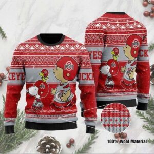 Charlie Brown And Snoopy Ohio State Buckeyes Ugly Christmas Sweater
