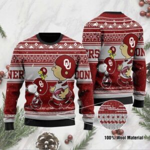 Charlie Brown And Snoopy Oklahoma Sooners Ugly Christmas Sweater