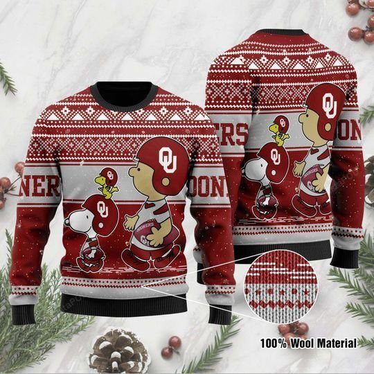 Charlie Brown And Snoopy Oklahoma Sooners Ugly Christmas Sweater Charlie Brown And Snoopy Oklahoma Sooners Ugly Christmas Sweater