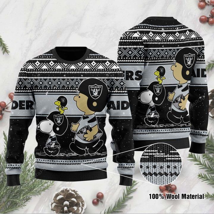 Charlie Brown Snoopy Las Vegas Raiders Ugly Christmas Sweater Charlie Brown Snoopy Las Vegas Raiders Ugly Christmas Sweater