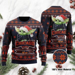Chicago Bears Cute Baby Yoda Grogu Ugly Christmas Sweater