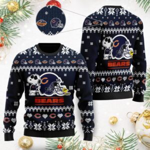 Chicago Bears Cute The Snoopy Show Football Helmet 3D All Over Print Ugly Christmas Sweater
