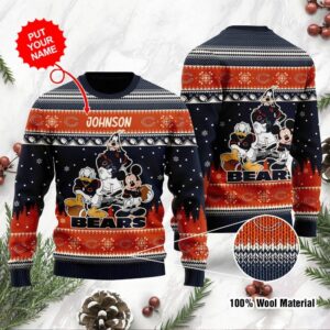 Chicago Bears Disney Donald Duck Mickey Mouse Goofy Personalized Ugly Christmas Sweater
