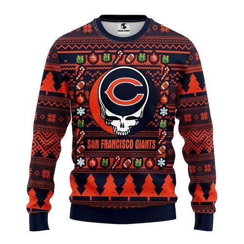 Chicago Bears Grateful Dead Ugly Christmas Sweater Chicago Bears Grateful Dead Ugly Christmas Sweater