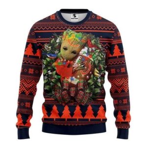 Chicago Bears Groot Hug Christmas For Fans Ugly Christmas Sweater