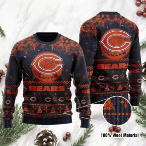 Chicago Bears Santa Claus In The Moon Ugly Christmas Sweater