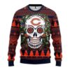 Chicago Bears Skull Flower Ugly Christmas Sweater