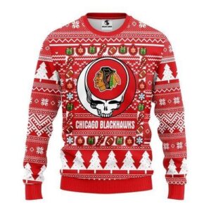 Chicago Blackhawks Grateful Dead For Unisex Ugly Christmas Sweater