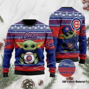 Chicago Cubs Baby Yoda Ugly Christmas Sweater