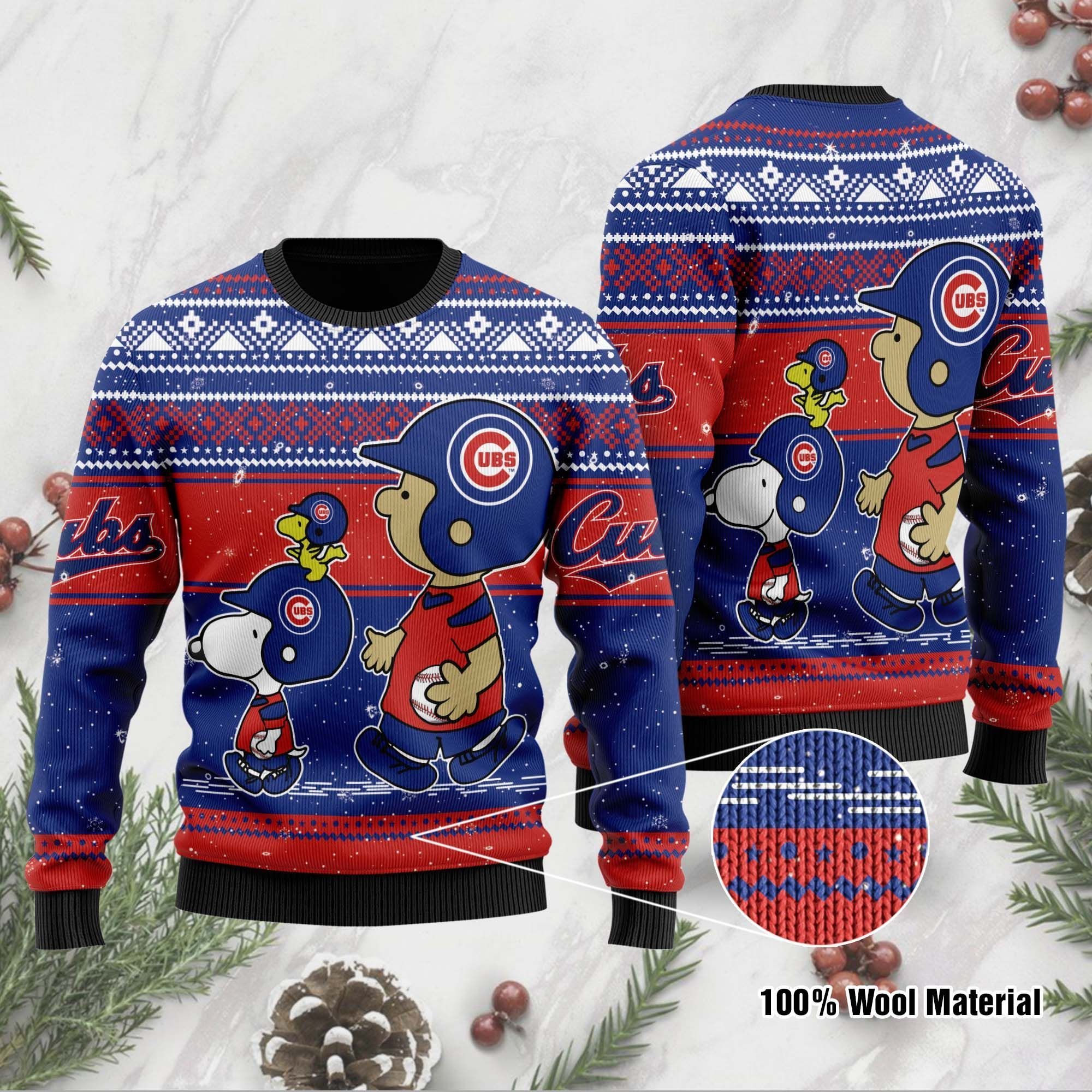 Chicago Cubs Charlie Brown Snoopy Wear Football Jersey Ugly Christmas Sweater Chicago Cubs Charlie Brown Snoopy Wear Football Jersey Ugly Christmas Sweater