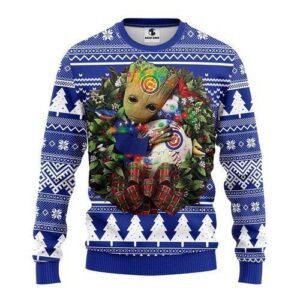 Chicago Cubs Groot Hug For Unisex Ugly Christmas Sweater