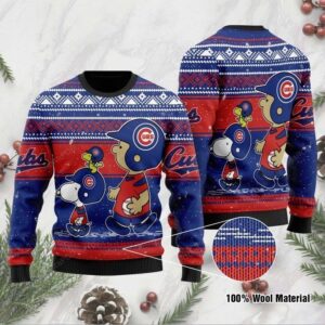Chicago Cubs Snoopy And Charlie Brown Ugly Christmas Sweater