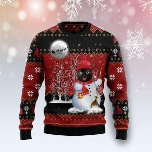 Christmas Black Cat Snowman Ugly Christmas Sweater