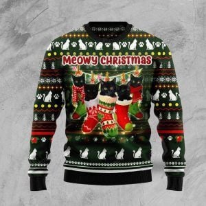 Christmas Black Cat Socks Ugly Christmas Sweater