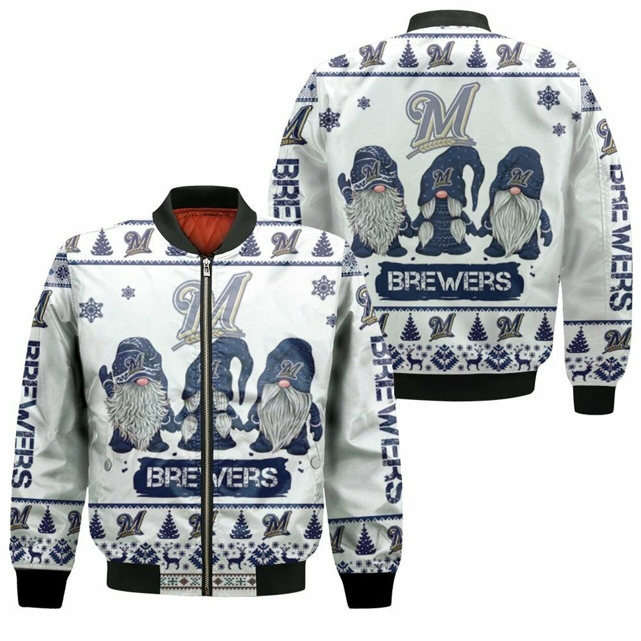 Christmas Gnomes Milwaukee Brewers Ugly Sweatshirt Christmas 3D Bomber Jacket Model 1298 Christmas Gnomes Milwaukee Brewers Ugly Sweatshirt Christmas 3D Bomber Jacket Model 1298