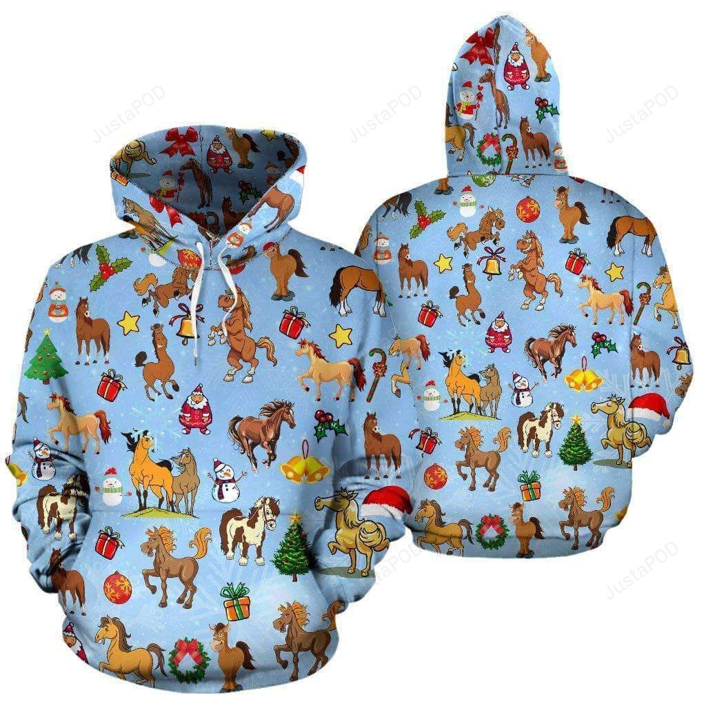Christmas Horse All Over For Unisex 3D All Over Print Hoodie Christmas Horse All Over For Unisex 3D All Over Print Hoodie