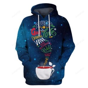 Christmas Just A Girl Who Loves Drinking Wine And Watching Hall Mark For Unisex 3D Hoodie