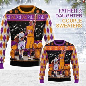Christmas Kobe Bryant Father And Daughter Couple Sweaters 24 Gearhomies For Unisex Ugly Christmas Sweater