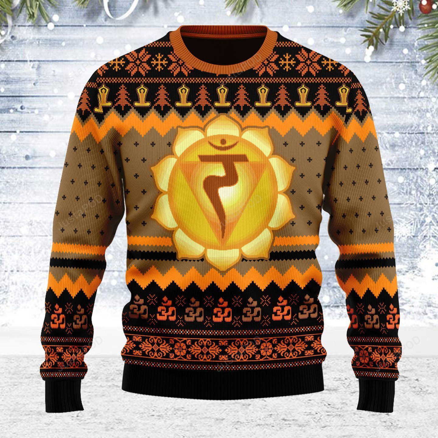 Christmas Pattern Solar Plexus Chakra For Unisex Ugly Christmas Sweater Christmas Pattern Solar Plexus Chakra For Unisex Ugly Christmas Sweater