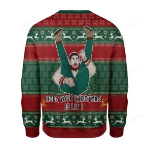 Christmas Reindeer Pattern Man Hope Your Christmas Is Lit For Unisex Ugly Christmas Sweater
