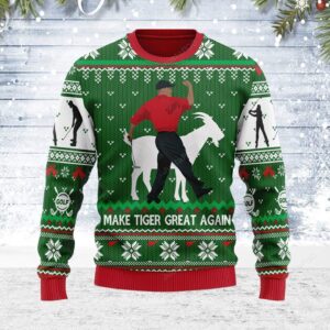 Christmas Snowflake Pattern Man Goat Make Tiger Great Again For Unisex Ugly Christmas Sweater