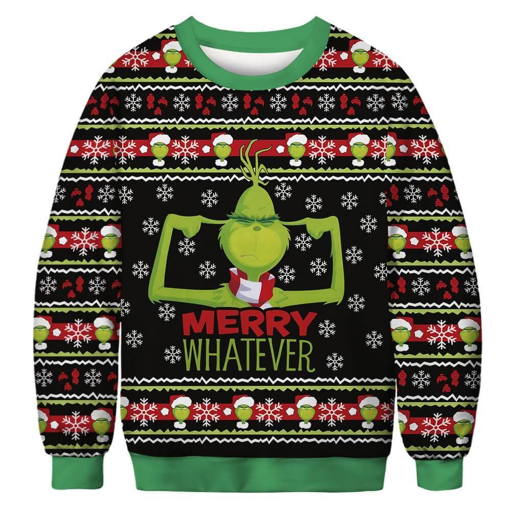 Christmas The Grinch Merry Whatever For Unisex Ugly Christmas Sweater Christmas The Grinch Merry Whatever For Unisex Ugly Christmas Sweater