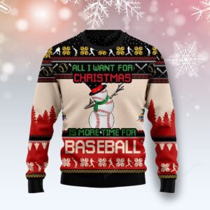 Christmas Time For Baseball Ugly Christmas Sweater