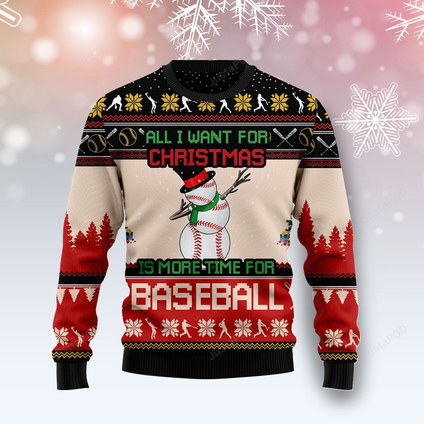 Christmas Time For Baseball Ugly Christmas Sweater Christmas Time For Baseball Ugly Christmas Sweater