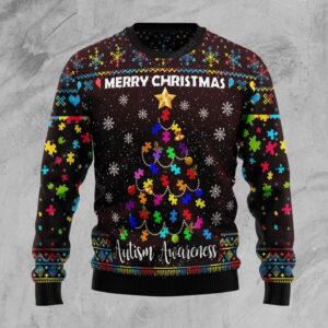 Christmas Tree Autism Awareness Ugly Christmas Sweater