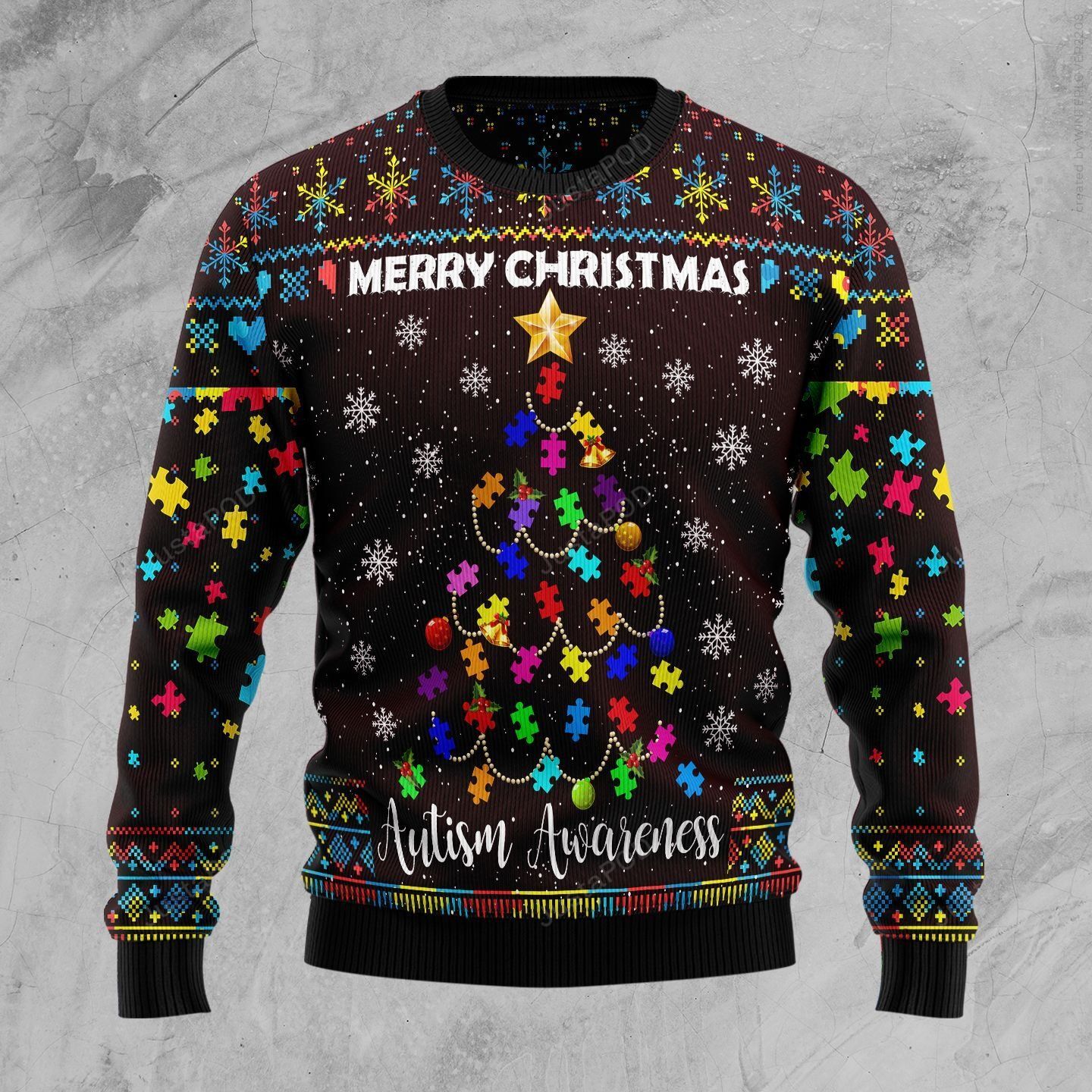 Christmas Tree Autism Awareness Ugly Christmas Sweater Christmas Tree Autism Awareness Ugly Christmas Sweater